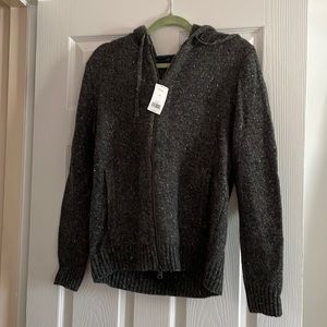 Banana Republic Gray Hooded Zip Up Sweater, M, NWT